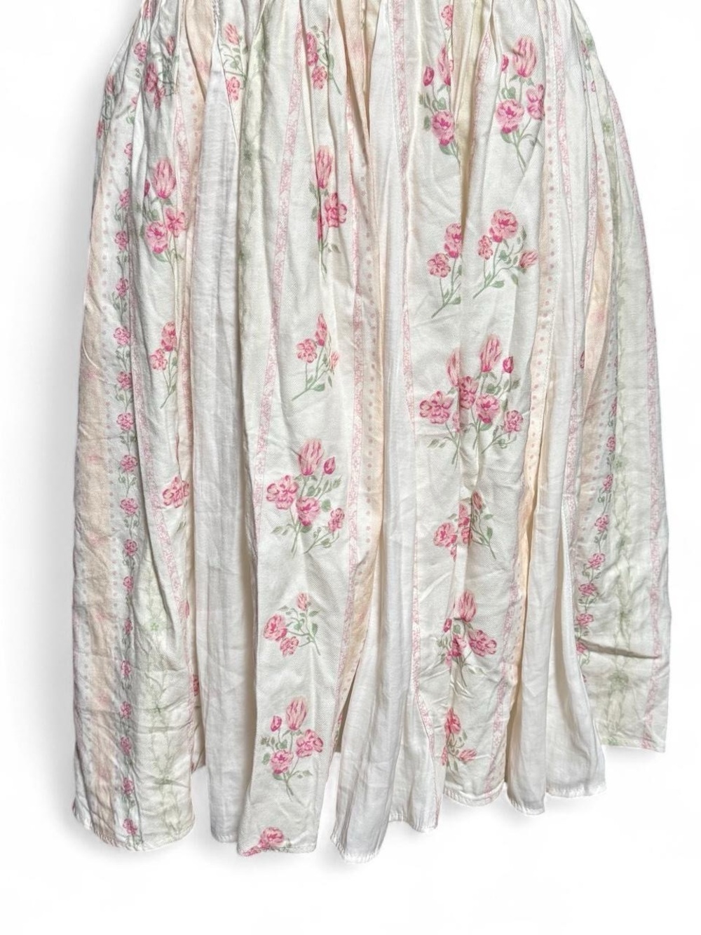 Ivy City Co Size Large Cream Pink Floral Puff Sleeve Cottagecore Dress - Picture 3 of 8